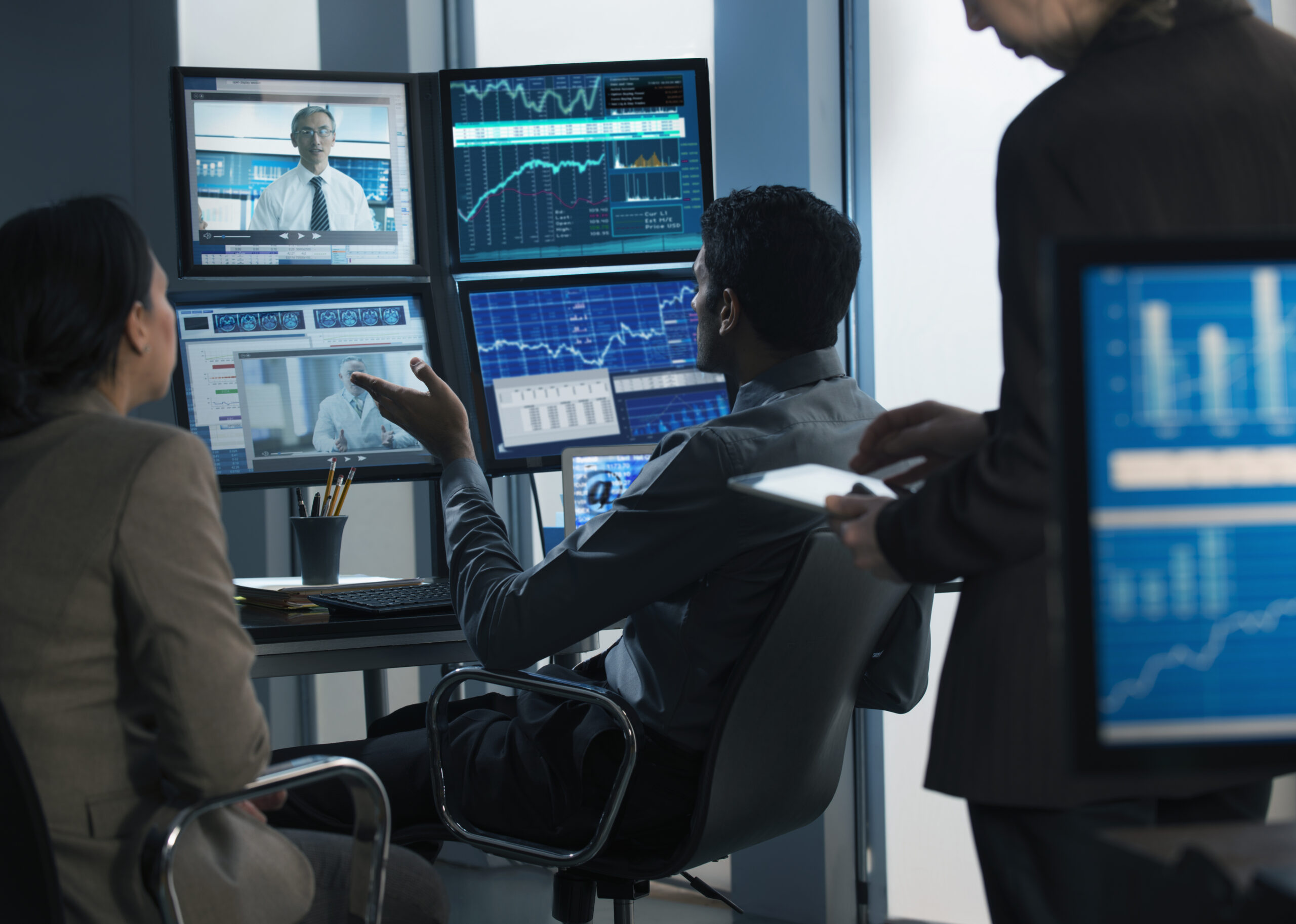 Business people working in video conference