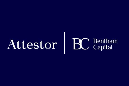 Attestor and Bentham Capital logos in white on a navy background