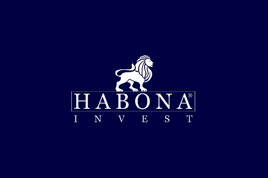 Habona Invest logo in white on a navy background