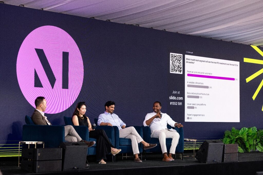 Photo of speakers on stage at HPE Miami 2026 (source: McDermott Will & Schulte)